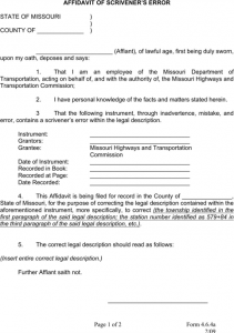page rental agreement scriveners error affidavit
