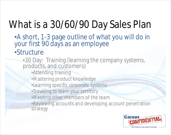 30 60 90 days sales plan template
