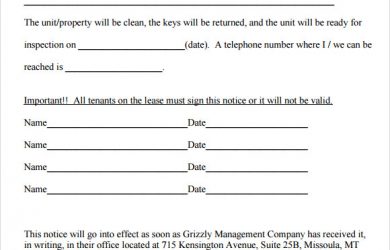 30 day notice tenant 30 day notice template