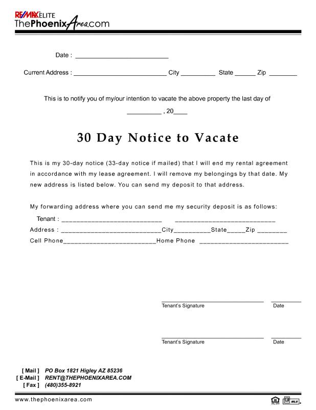 30 day notice to landlord california template