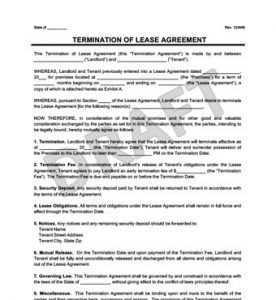 day notice to landlord california template lease termination agreement form