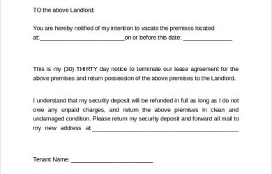 day notice to landlord template day notice letter to landlord