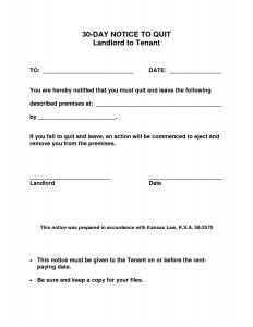 day notice to vacate form printable day notice to landlord