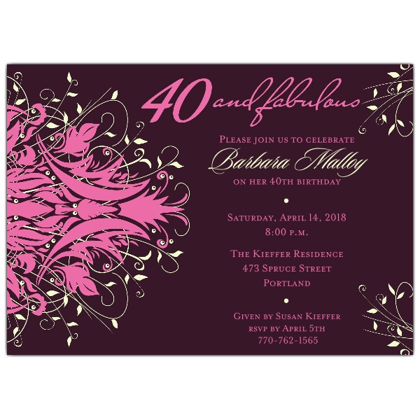 40th bday invitation