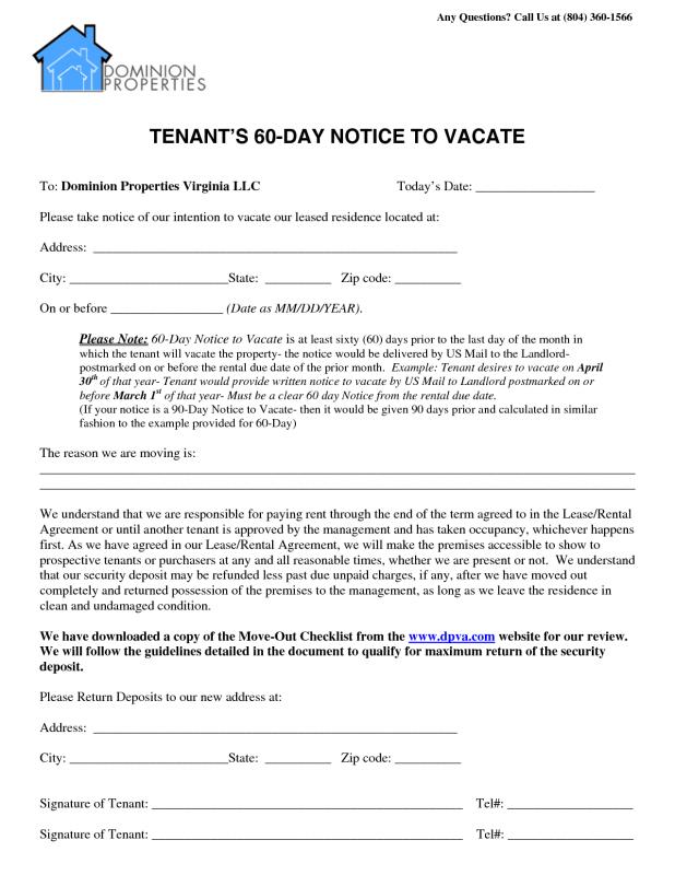 60 day notice to vacate template