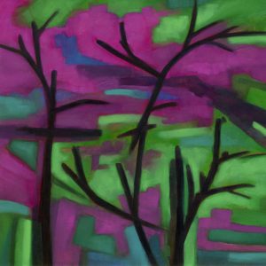 abstract oil painting ajlevin pinkflowertree