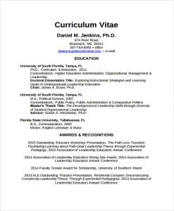academic curriculum vitae academic advisor