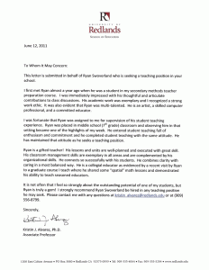 academic recommendation letter reference letter for student from professor ryan swoverland ref ka