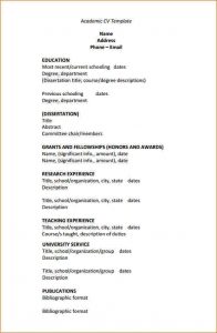 academic resume template academic cv template sample academic cv template