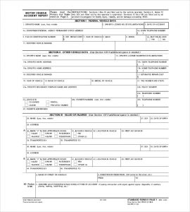 accident report form motor vehicle accident report