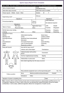 accident report form sports injury report form template