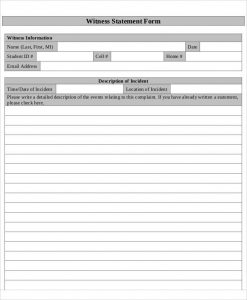 accident report template blank witness statement form
