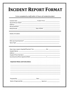 accident reporting template inceident report template