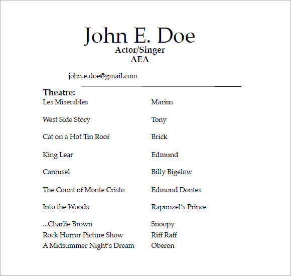 acting resume examples