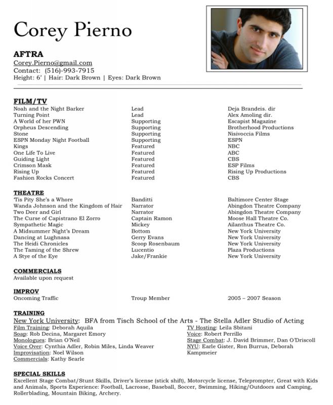 acting resume examples