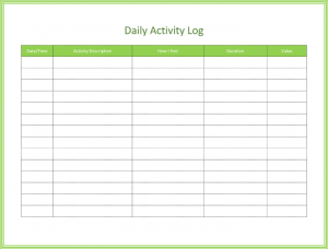 activity log template daily activity log template for word