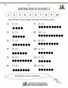 addition and subtraction worksheets free subtraction worksheets to 10 2