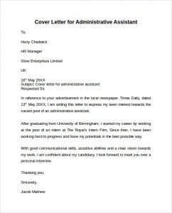 admin assistant cover letter simple administrative assistant cover letter