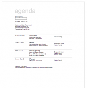 agenda template free screen shot at am