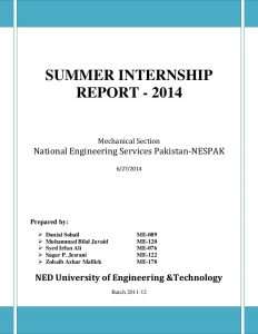 agreement letter sample summer internship report national engineering services pakistan