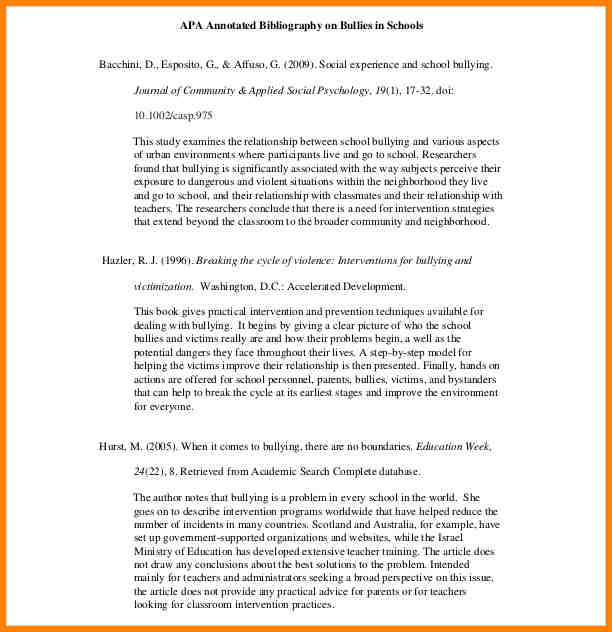 annotated bibliography template apa
