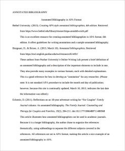annotated bibliography template apa annotated bibliography in apa format template