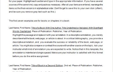 annotated bibliography template free annotated bibliography template
