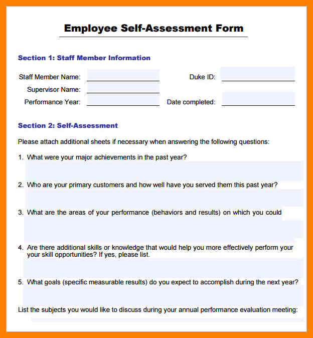 annual performance review employee self evaluation examples