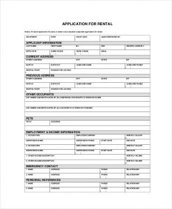 apartment application form apartment tenant application form