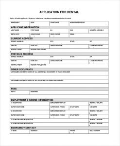 apartment application form generic apartment rental application