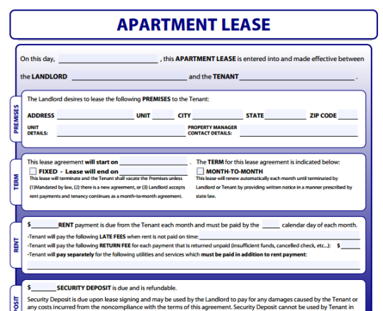 apartment lease agreement