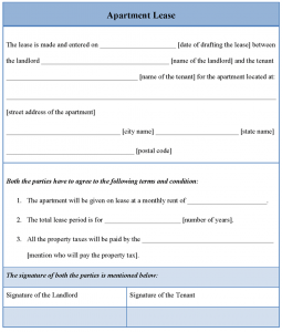 apartment lease agreement apartment lease template