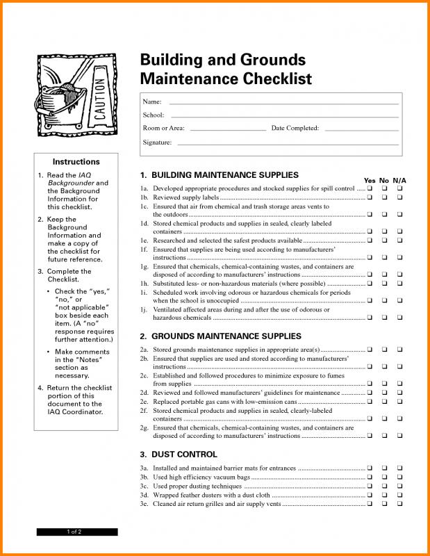 apartment maintenance checklist template