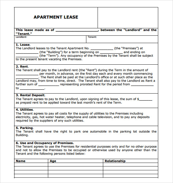 apartment rental agreement