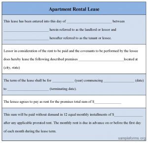 apartment rental agreement apartment rental lease form