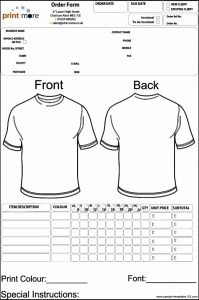 apparel order form template blank clothing order form template