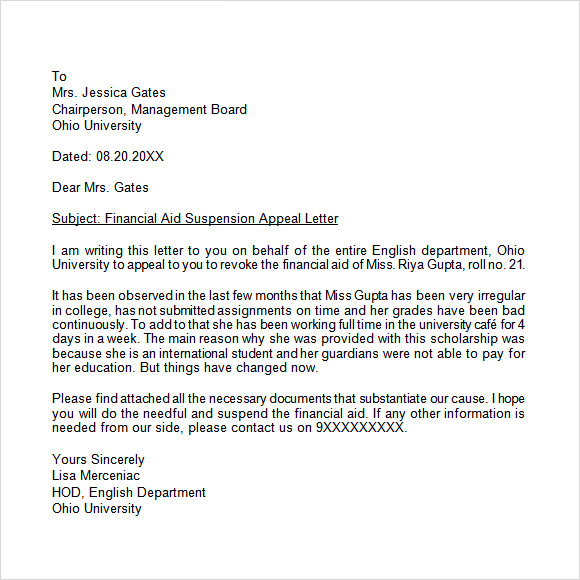 appeal letter format