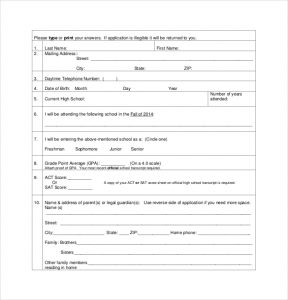 application for scholarship sample national scholarship application template pdf format