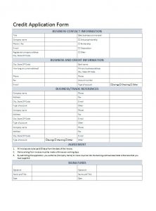 application form template credit application form
