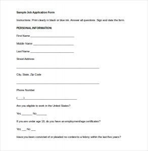 application form template job application form word document free download