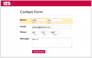 application forms template contact form