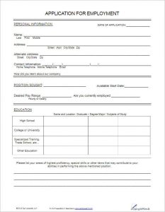 application forms templates free employee application template
