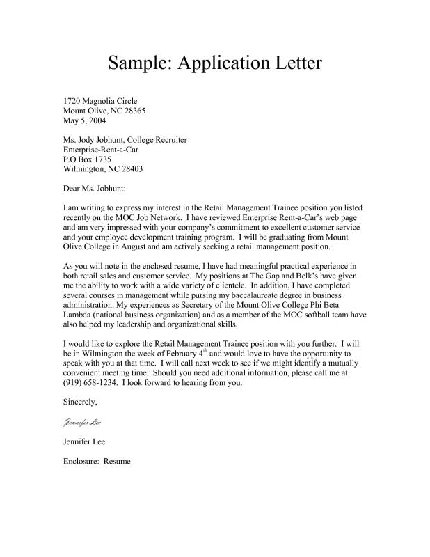 application letter format