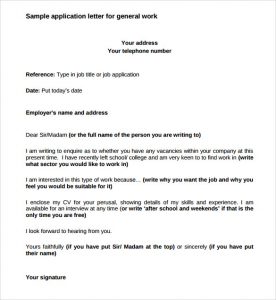 application letter format sample application letter format for job