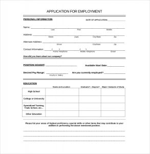 applications for employment templates employement application template download