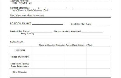 applications for employment templates free employee application template