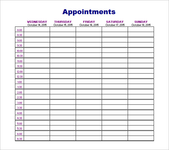 appointment schedules templates