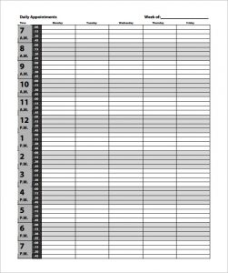 appointment schedules templates free download daily appointments schedule template pdf format