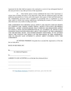 artist contract template artist owned record company letter of intent contract