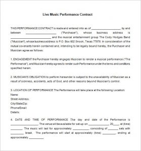 artist management contract free download live music contract template